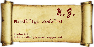 Mihályi Zoárd névjegykártya